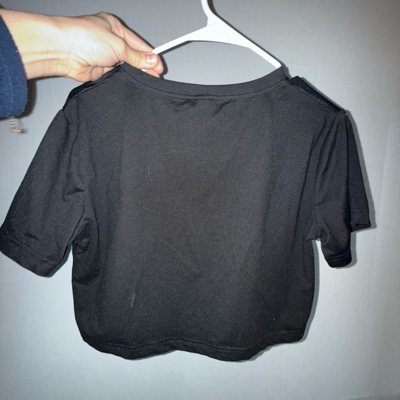 ROMWE Black Tee with Blue Frog Design howdy cowboy country funny crop top - Picture 7 of 8